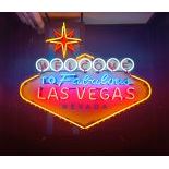 Large Fabulous Las Vegas Neon Sign with Printed Back Plate