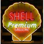 Large Shell Premium Gasoline Logo Neon Sign with Printed Back Plate