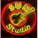 Large Sun Studio Logo Neon Sign with Printed Back Plate