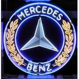 Large Mercedes Benz Logo Neon Sign with Printed Back Plate