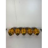 Lot of 5 Venetian Style Caged Glass Pendant Lamps