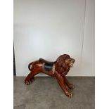 Hand Carved Wooden Lion Carousel Figure