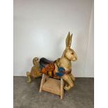 Dentzel Style Carousel Rabbit Figure on a Wooden Stand