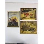 Lot of 3 French Peugeot Posters