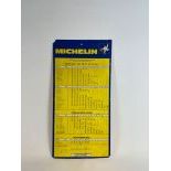 Michelin Tire Pressure Service Chart Printed on Plastic