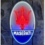 Maserati Logo Neon Sign with Printed Back Plate