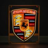 Large Porsche Logo Neon Sign with Backplate