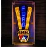 Large Ford Jubilee Crest Neon Sign with Printed Back Plate