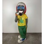 Large Polyester Statue of a Smoking Rastafari Man