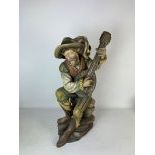 Contemporary Patrick Demetz Carved Wooden Mandolin Player Figure