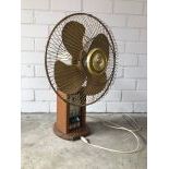 Super Deluxe Electric Fan with Wooden Base Enclosure