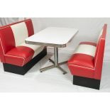 1950s American Diner Style Table with 2 Booth Benches