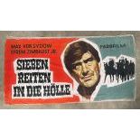 Very Large Hand Painted Movie Poster on Canvas in German - Sieben Reiten in die Holle