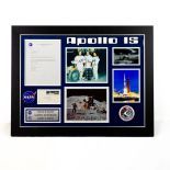 Signed Collage - Apollo 15 Moon Walk, Flag Salute and Landing Site