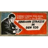 Very Large Hand Painted Movie Poster on Canvas in German - Einbahn Strasse in Den Tod