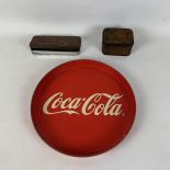 Lot of 3 Vintage Coca-Cola Items - Metal Tray and 2 Tin Boxes