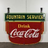 Original Large Double Sided Coca-Cola Enamel Sign