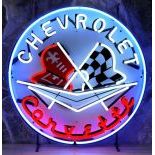 Chevrolet Corvette Logo Neon Sign with Printed Back Plate