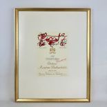 Framed Poster of 1995 Chateau Mouton Rothschild Vine Label featuring Antoni Tapies Artwork