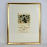 Framed Poster of 1973 Chateau Mouton Rothschild Vine Label featuring Pablo Picasso Artwork