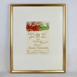 Framed Poster of 1989 Chateau Mouton Rothschild Vine Label featuring Georg Baselitz Artwork