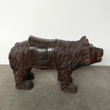 Intricately Carved Wooden Carousel Bear Figure