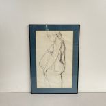 Framed Nude Drawing of a Pregnant Woman