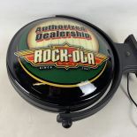 Rock-Ola Authorized Dealer Rotating Double-Sided Light-Up Sign