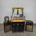 Set of 1960 AMI JBK-120 Jukebox, 1950s AMI W120 Wallbox and Rowe/AMI Speakers