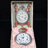 Pocket watch with enameled clock face. small second hand at 6 h. With box. Good condition