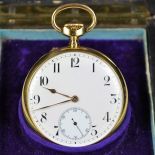 18ct gold chronometer pocket watch Pourrat Geneve signed. Micrometric regulation. In original box