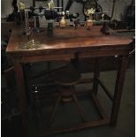 Very beautiful watchmaker work bench with turning lathe and saw. Pedal driven. 125x98x100cm