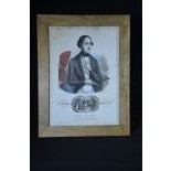  La Mairie Bräutigam, wedding vow framed under glass, old colored lithography, height   38,0, width...